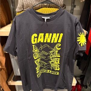 GANNI Black Graphic Tee